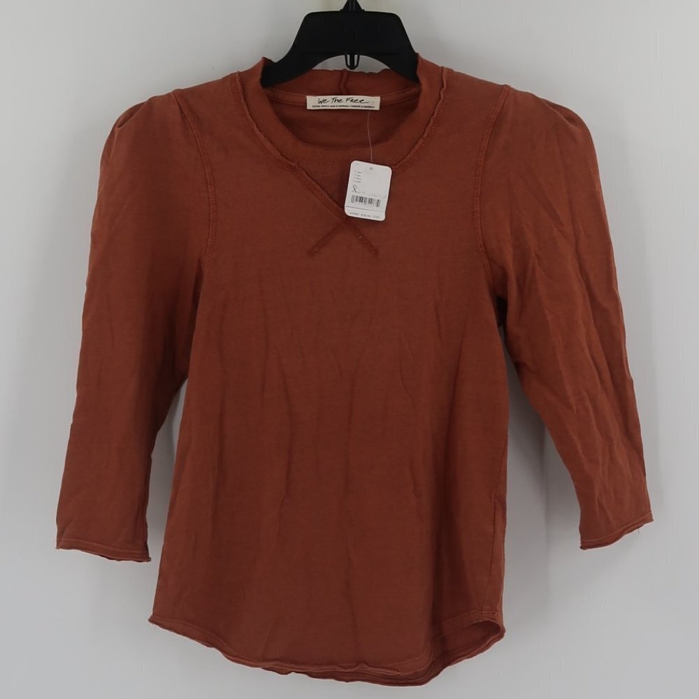 Free People We The Free Women's Brown 3/4 Sleeve T-Shirt Size XS NWT